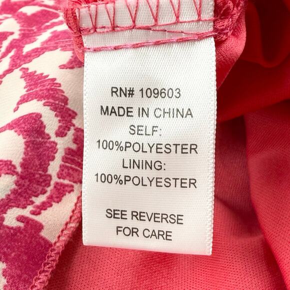 Rabbit Rabbit Rabbit Women's 90s Handkerchief Hem Dress Size 10 Red Pink - Picture 10 of 15